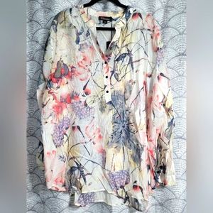 Gorgeous Chicwe Floral Long Sleeve Blouse Women's Plus Size 4x